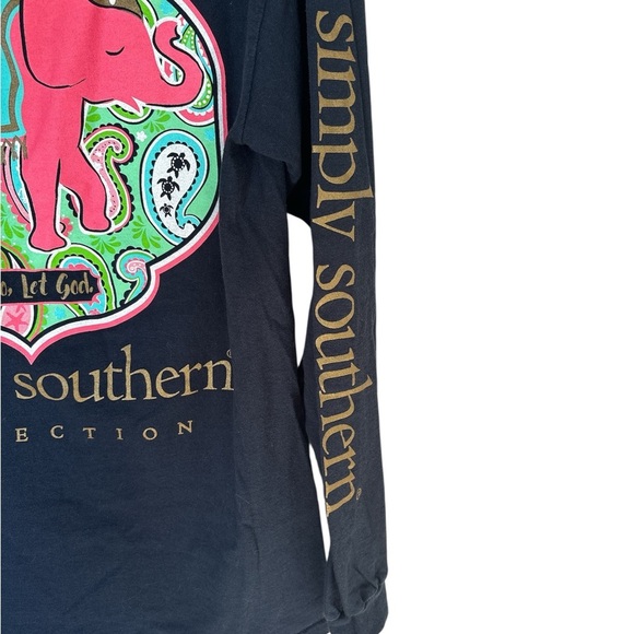 Simply Southern Navy Elephant Let Go Let God Long Sleeve Shirt - Picture 3 of 6